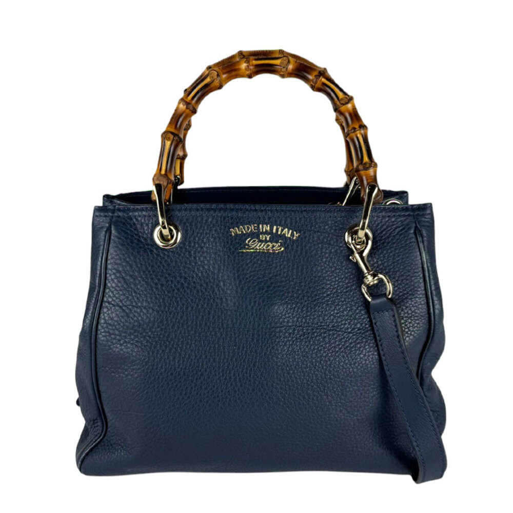 Gucci handbag/shoulder bag, bamboo leather, navy, women's, 336032 z11055
